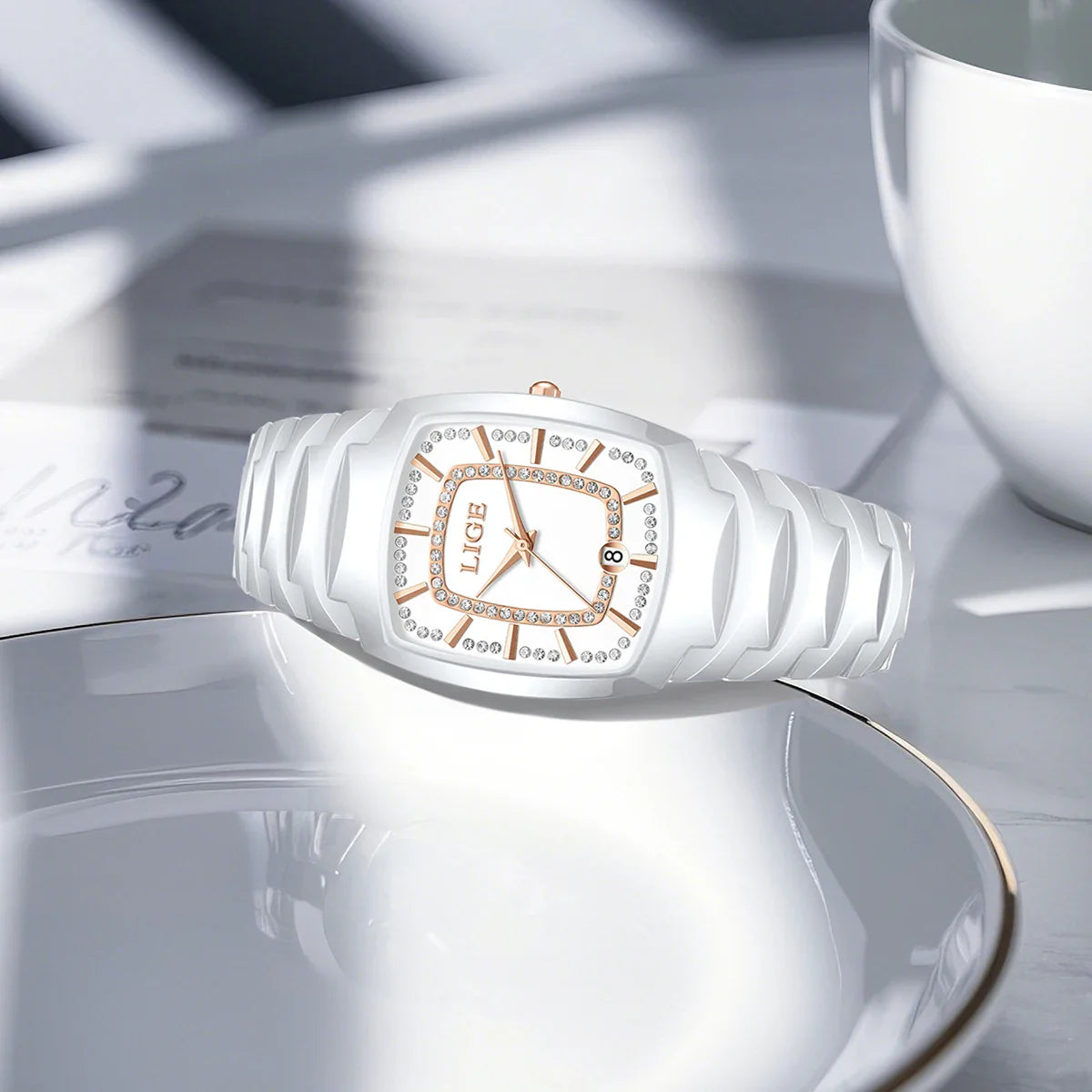 Ceramic Crystal Bracelet Watch